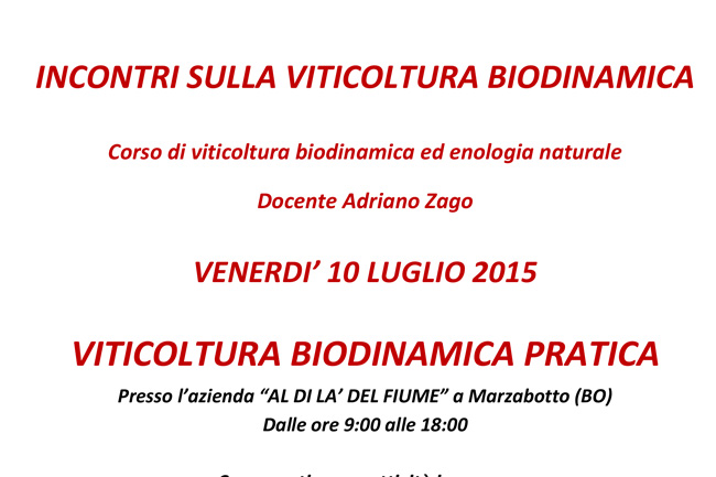 Luglio 2015: Corso di viticoltura biodinamica